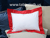 Baby Hemstitch Pillow Sham 12x16. White with Red border